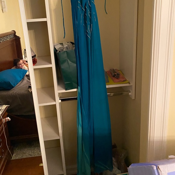 Size small. Marciano beaded blue halter dress - Picture 3 of 4